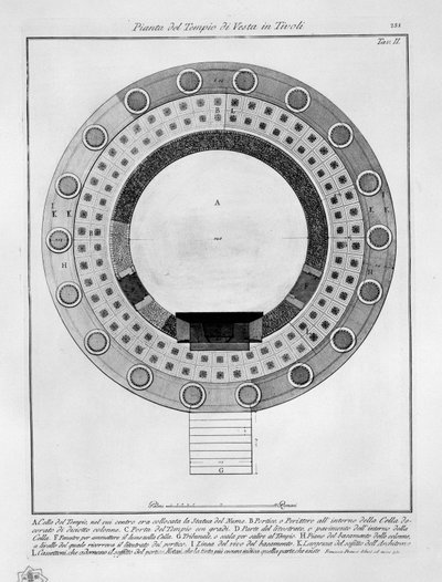 Grundriss des Tempels der Vesta in Tivoli von Francesco Piranesi